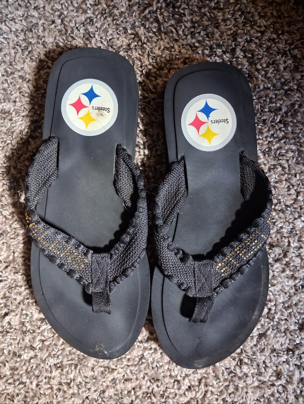 Steelers Black Logo Flip Flop Sandals
